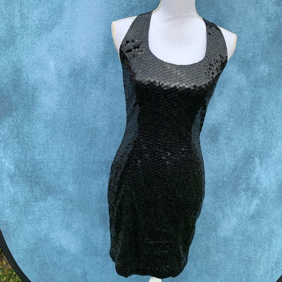 Black Sequin cocktail dress Niteline by Della Roufogali size 6 - Picture 3 of 13